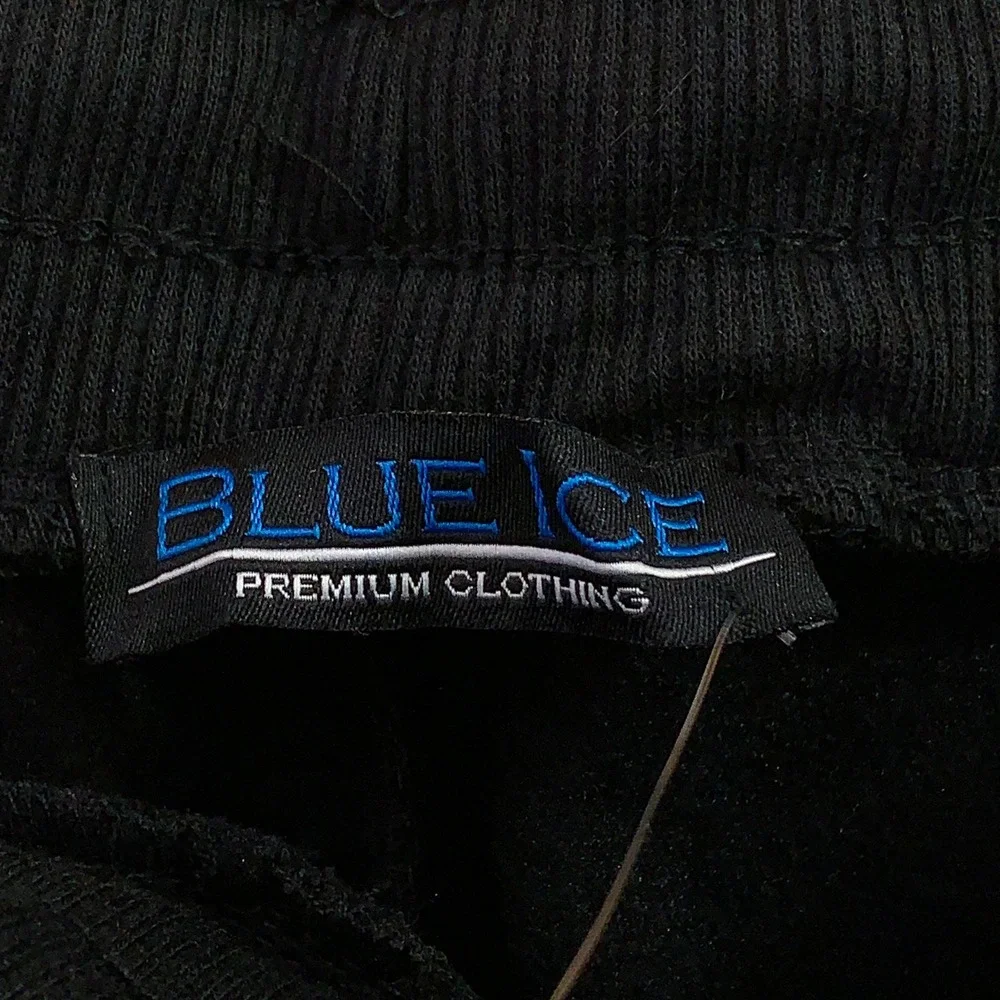 Blue Ice Mens Small Black Fleece Tapered Jogger Sweatpants NWT